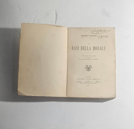 Frontespizio Le Basi della Morale Herbert Spencer edizione 1904 iolibrocarmine