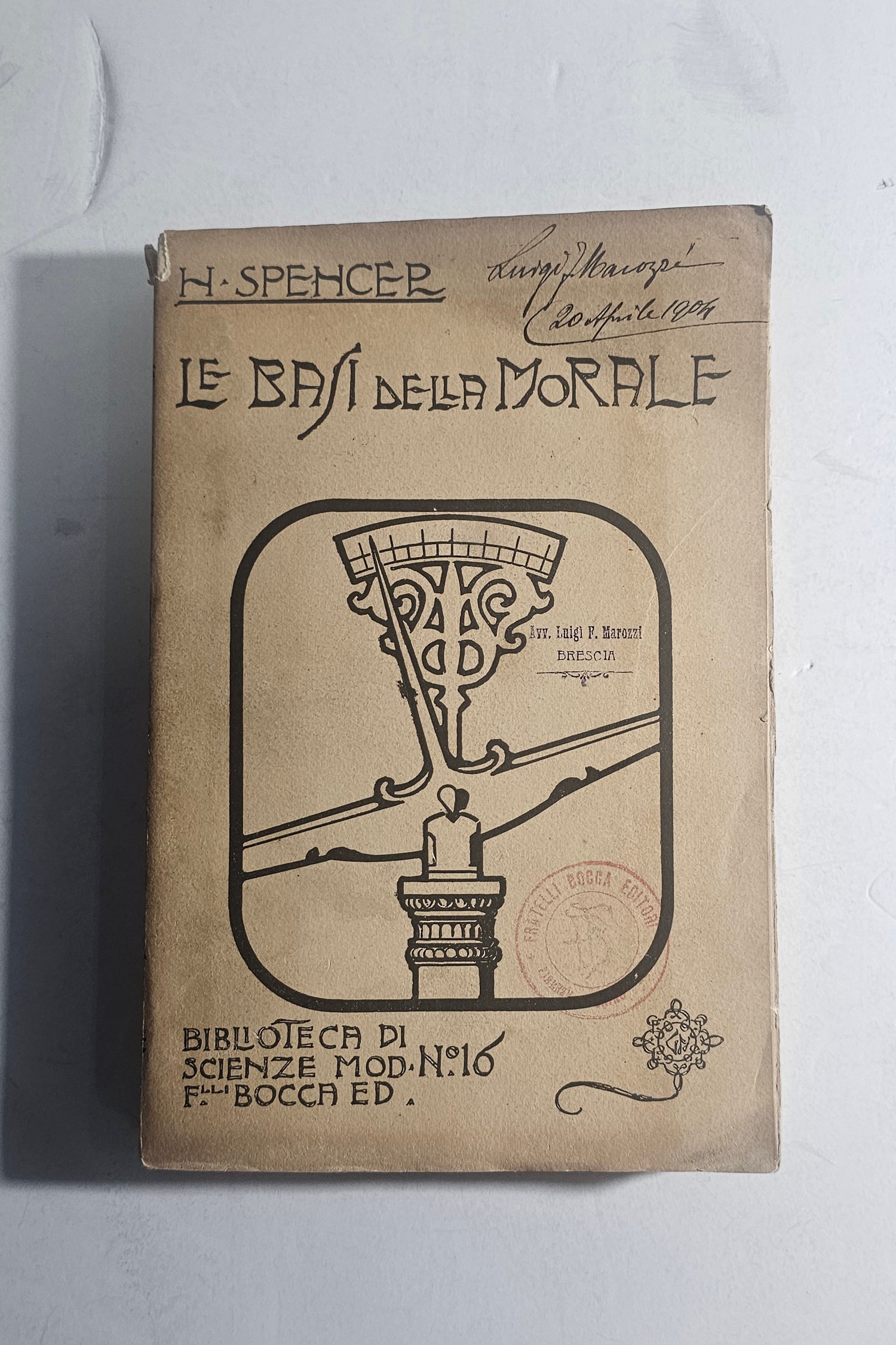 Copertina Herbert Spencer Le Basi della Morale Bocca 1904 iolibrocarmine