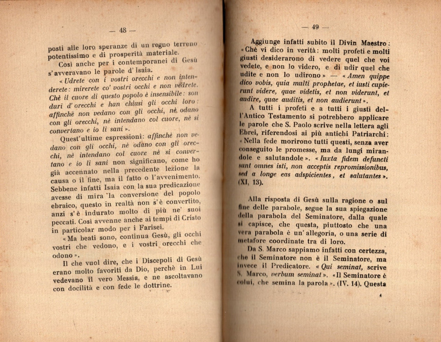 NEL SOPRANNATURALE - LA PARABOLA DI GESU' CRISTO  - LEZIONI SCRITTURALI DEL 1925