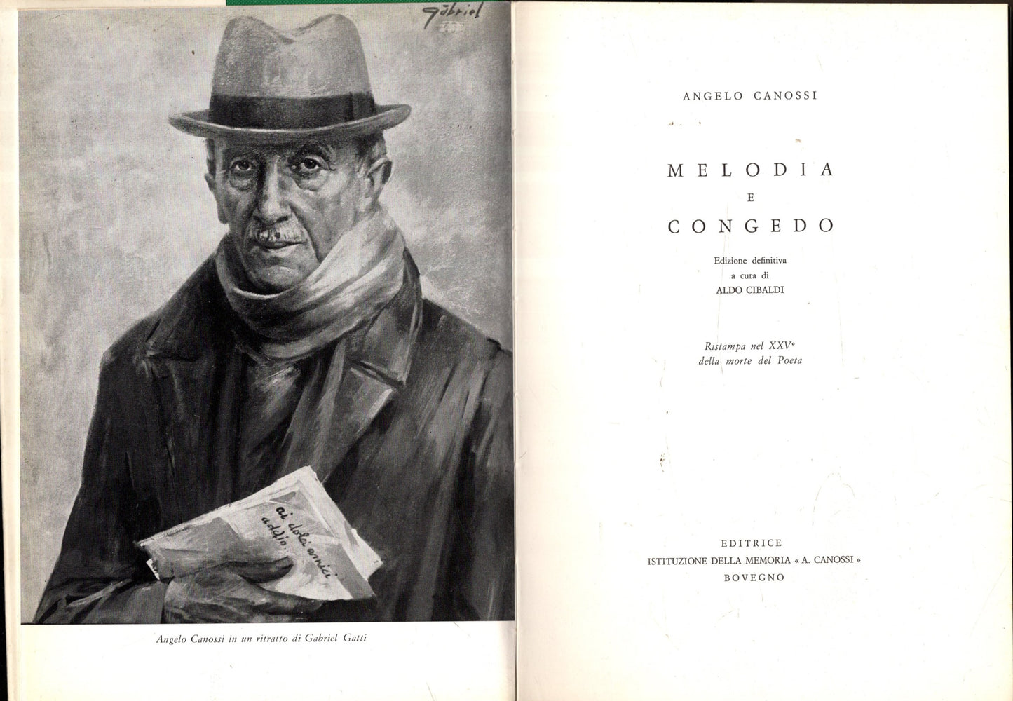 MELODIA E CONGEDO ** ANGELO CANOSSI ** 1968**