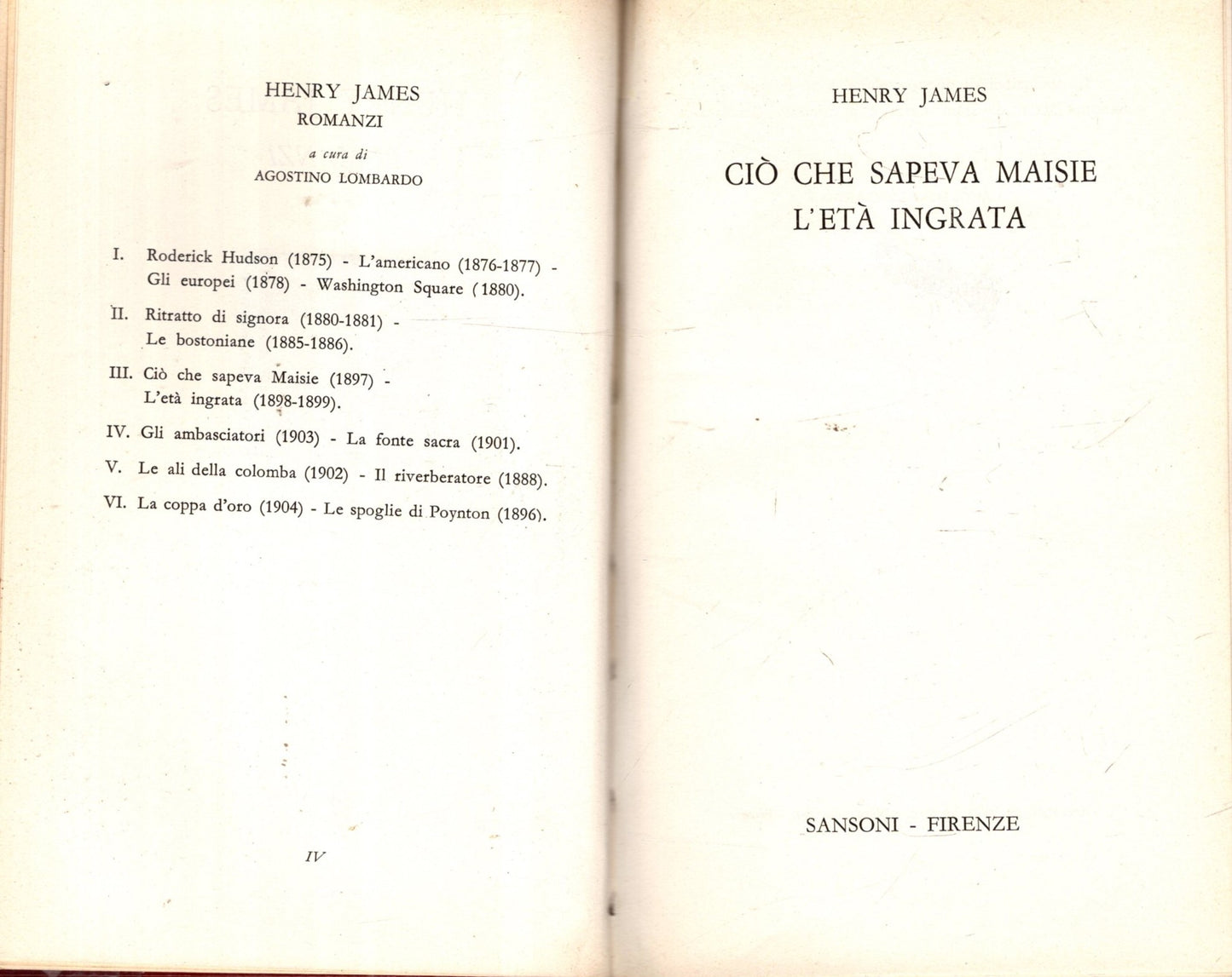 CIO' CHE SAPEVA MAISIE - L'ETA' INGRATA * HENRY JAMES