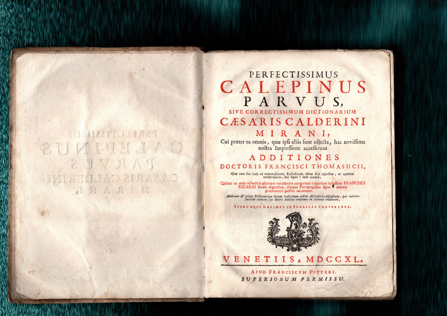 Perfectissimus Calepinus parvus sive correctissimum dictionarium Caesaris Calderini Mirani