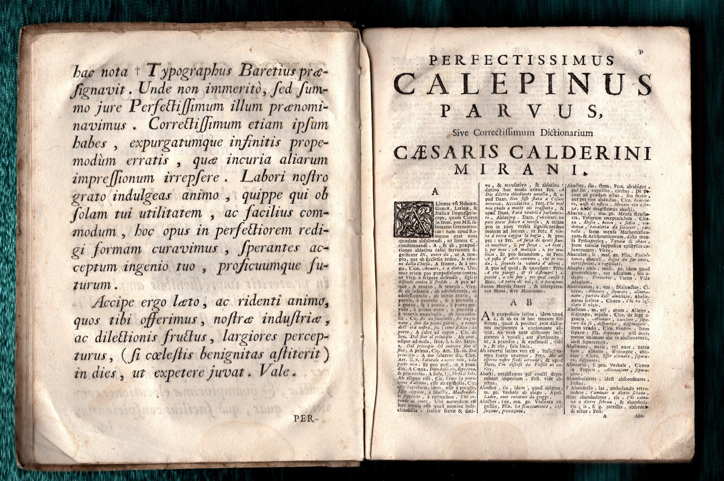 Perfectissimus Calepinus parvus sive correctissimum dictionarium Caesaris Calderini Mirani