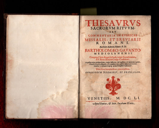 Thesaurus Sacrorum Rituum Sev Commentaria In Rubricas Missalis Et Breviarii Romani 1651 + Enchiridion Sev Manuale Episcorum *