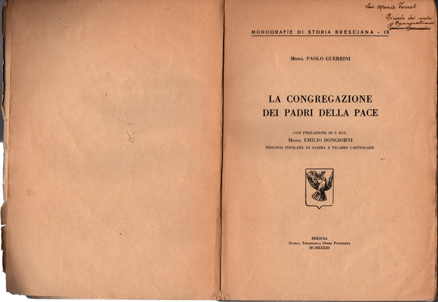 La congregazione dei padri della pace ** monografie di storia bresciana IX