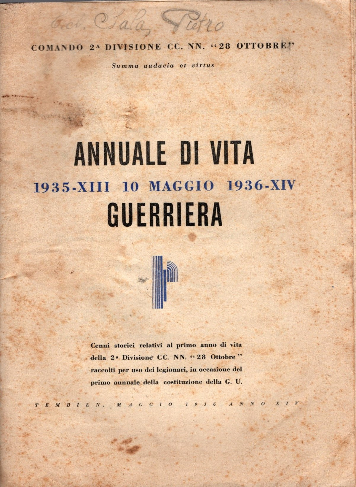 Annuale di vita guerriera  1935-XIII 10 maggio 1936-XIV