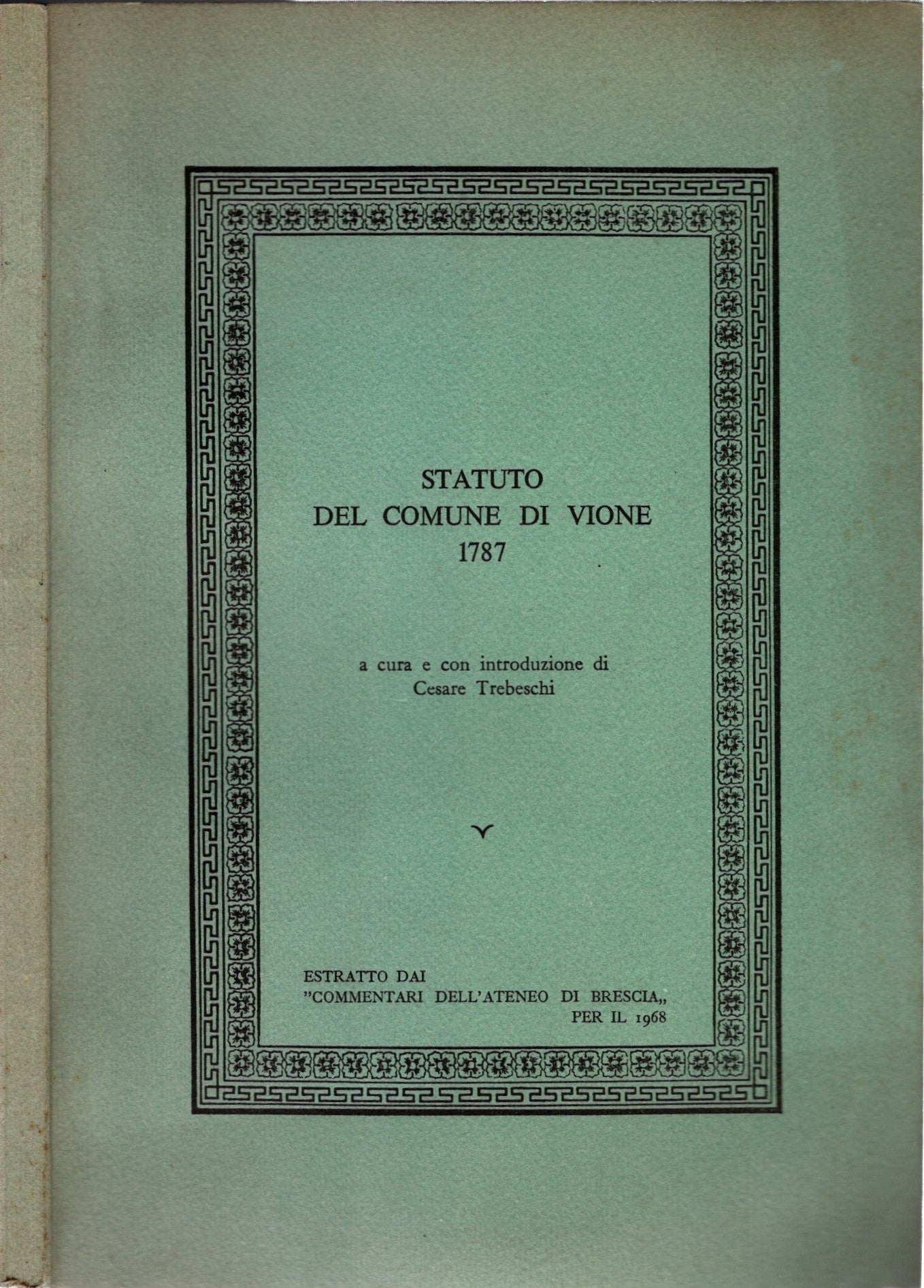 Statuto del Comune di Vione 1787