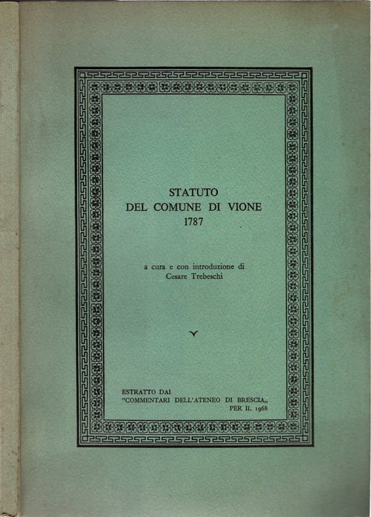 Statuto del Comune di Vione 1787