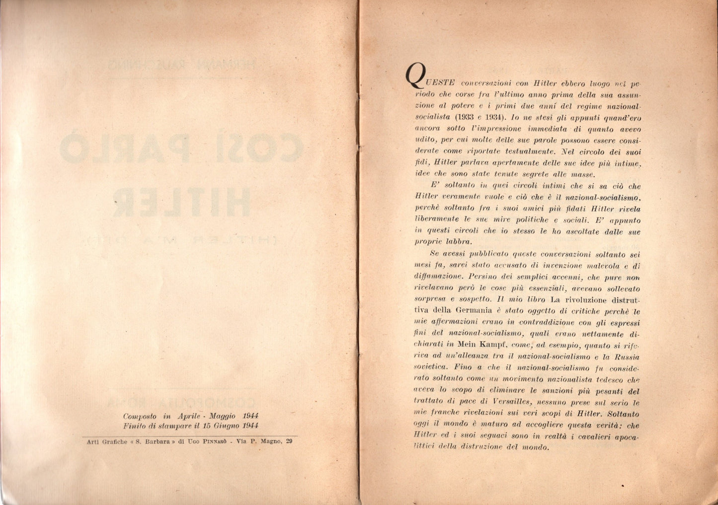 Così parlò Hitler (Hitler m'a dit) - Hermann Rauschning