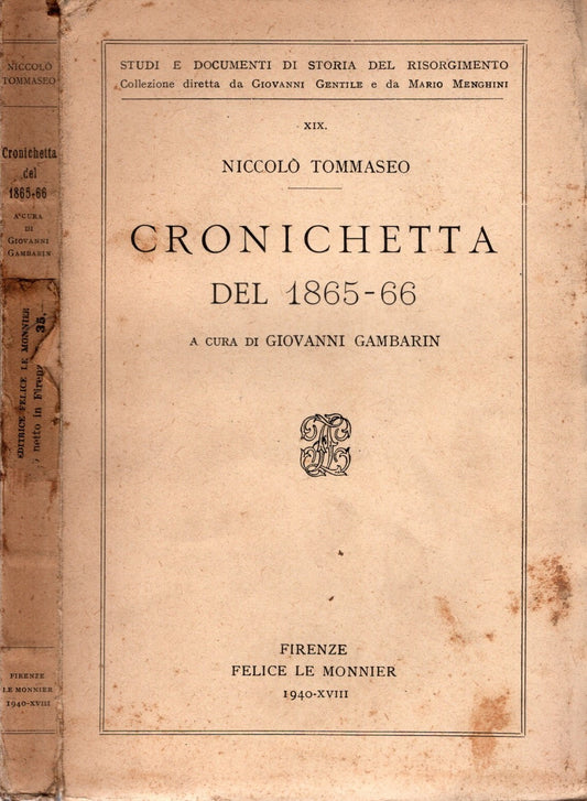 Niccolò Tommaseo - Cronichetta del 1865-66