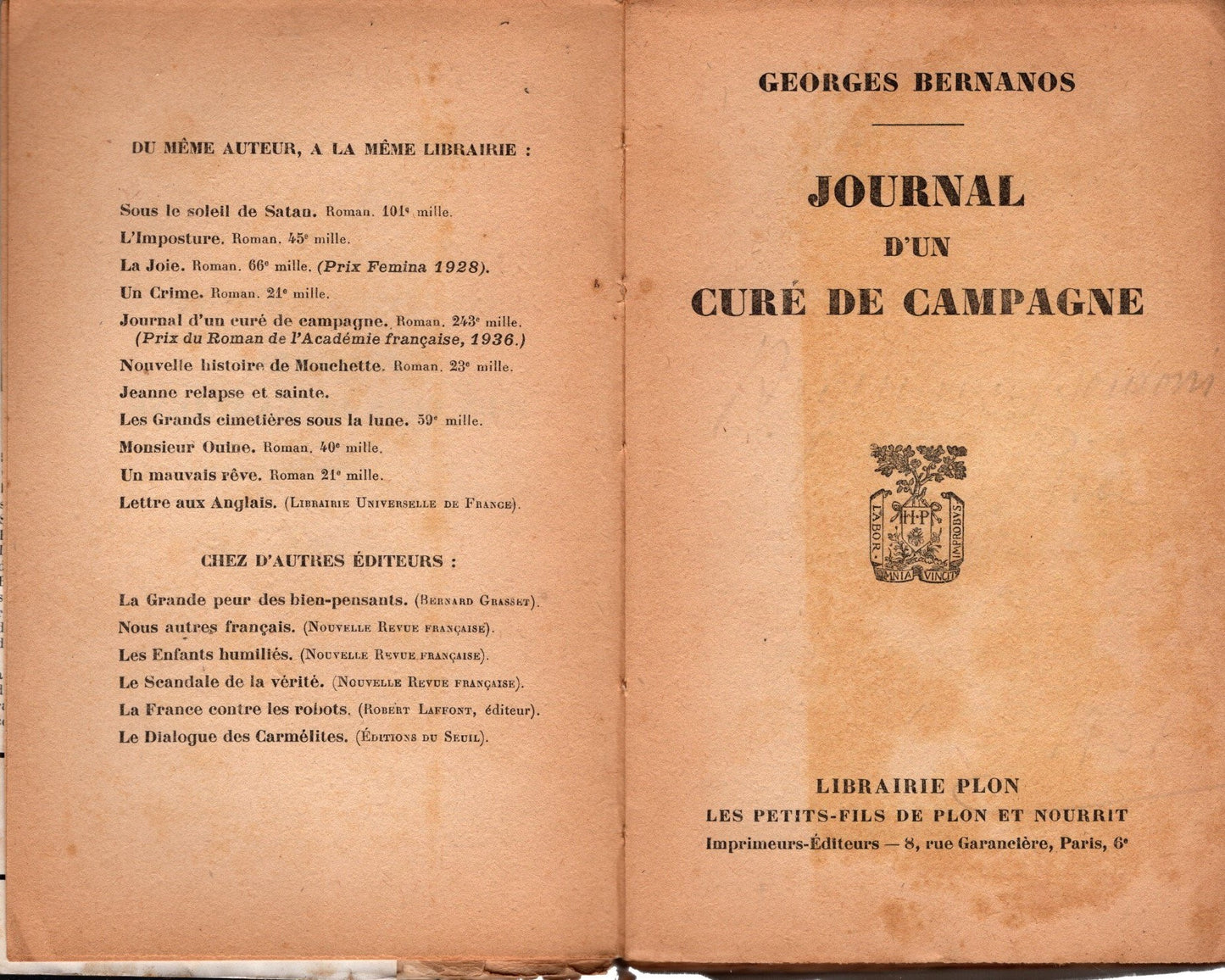 Journal d'un curè de campagne - Georges Bernanos