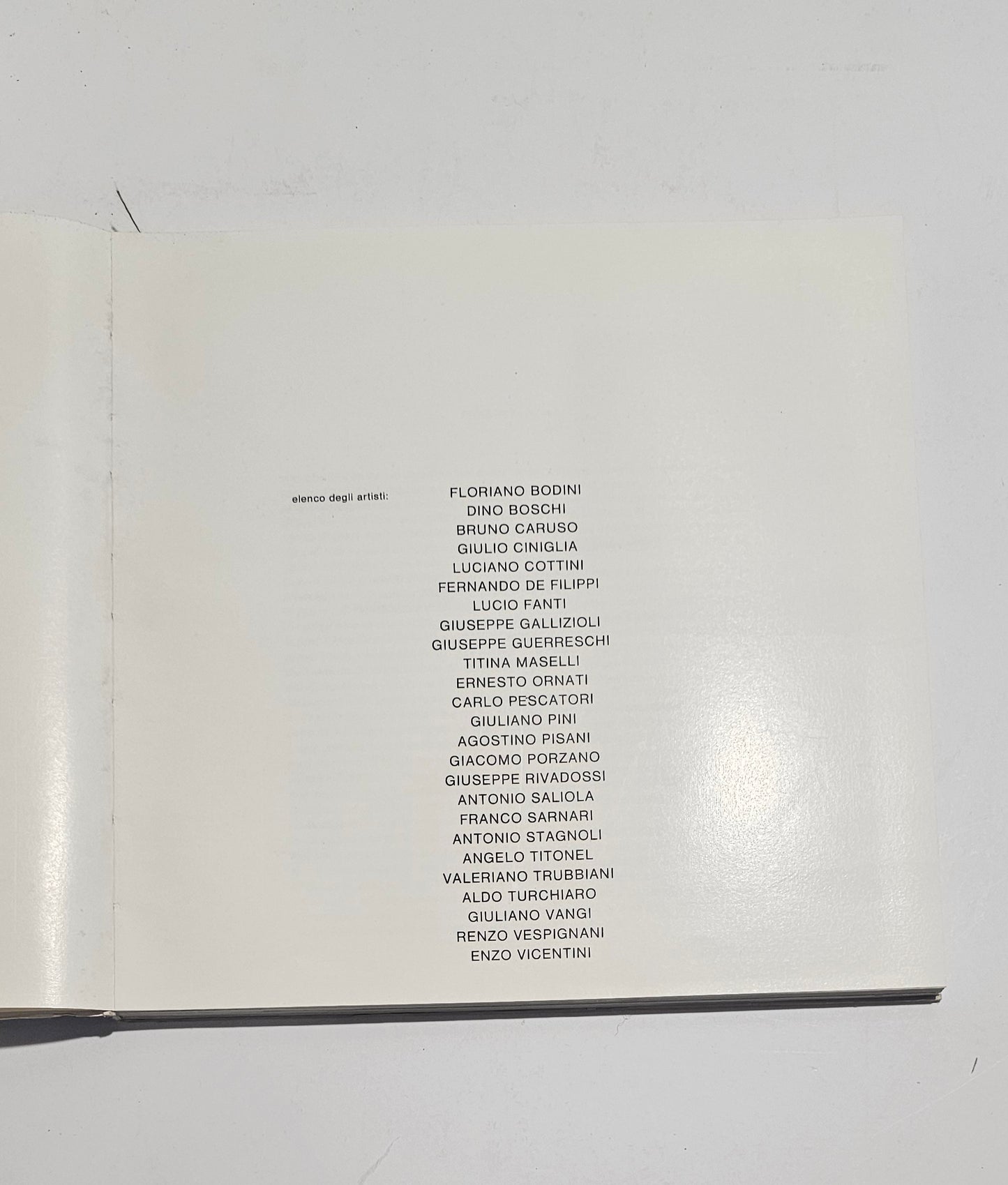 Elenco Artisti bresciani catalogo La coscienza del reale Brescia Piazza Loggia 