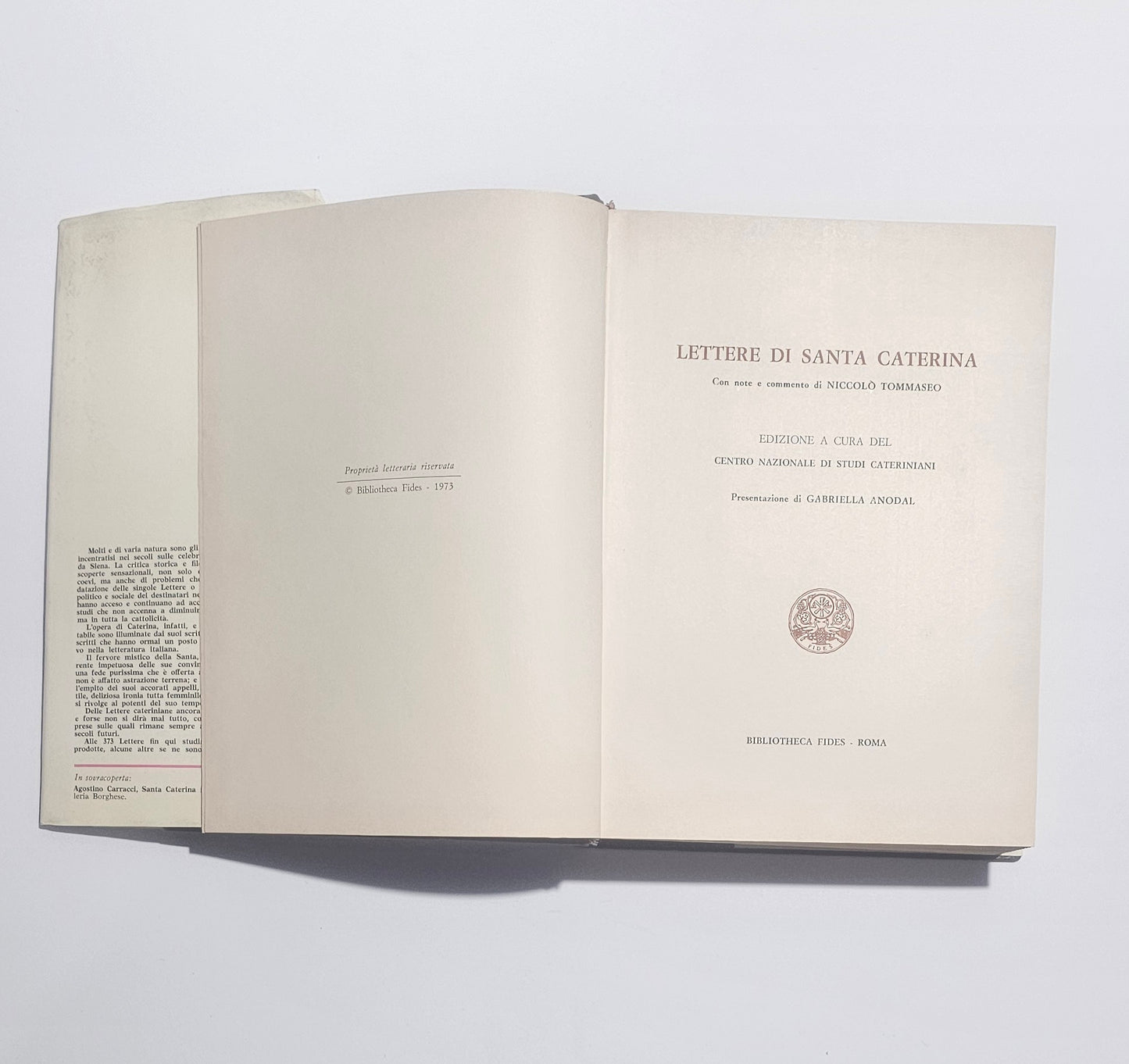 Frontespizio libro Lettere di Santa Caterina Biblioteca Fides Roma