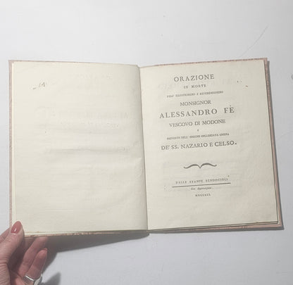 Omelia recitata da Monsignore Alessandro Fè Vescovo di Modone e provosto del nuovo tempio de SS. Nazario e Celsoil giorno della festività di essi Santi