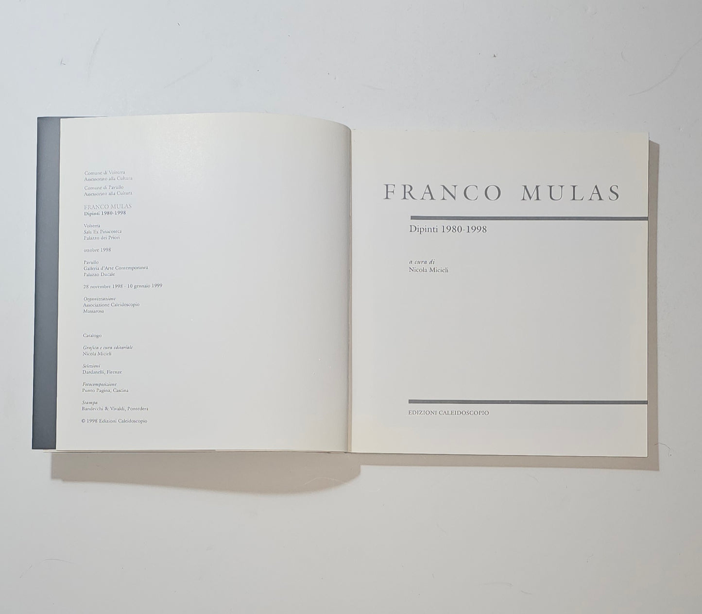 iolibrocarmine frontespizio libro Franco Mulas catalogo mostra
