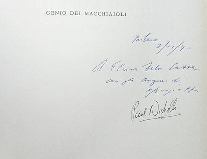 Dedica autografa presente nel volume Genio Dei Macchiaioli io libro carmine