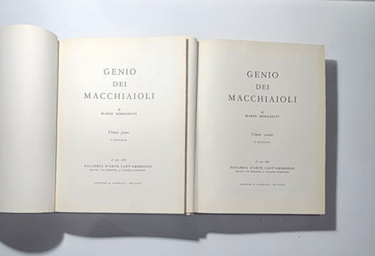 Frontespizi dei due volumi Genio Dei Macchiaioli Mario Borgiotti io libro carmine