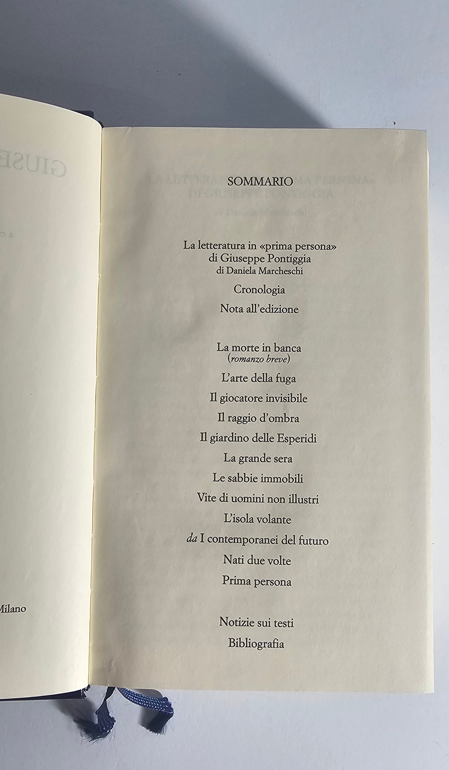 Sommario Libro Pontiggia Opere Meridiani Mondadori io libro carmine
