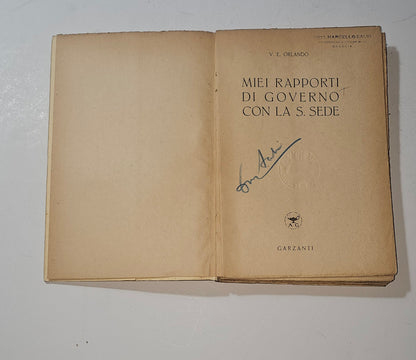 iolibrocarmine frontespizio libro Miei Rapporti di Governo con la Santa Sede V E Orlando