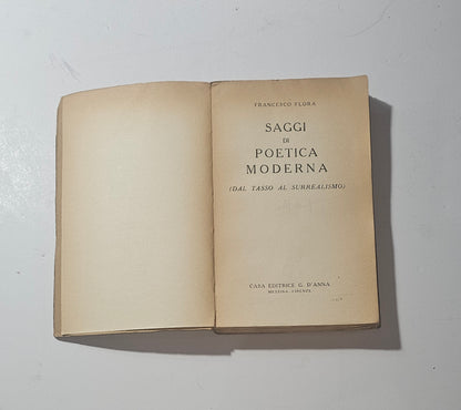 Frontespizio del libro Saggi Di Poetica Moderna Francesco Flora io libro carmine