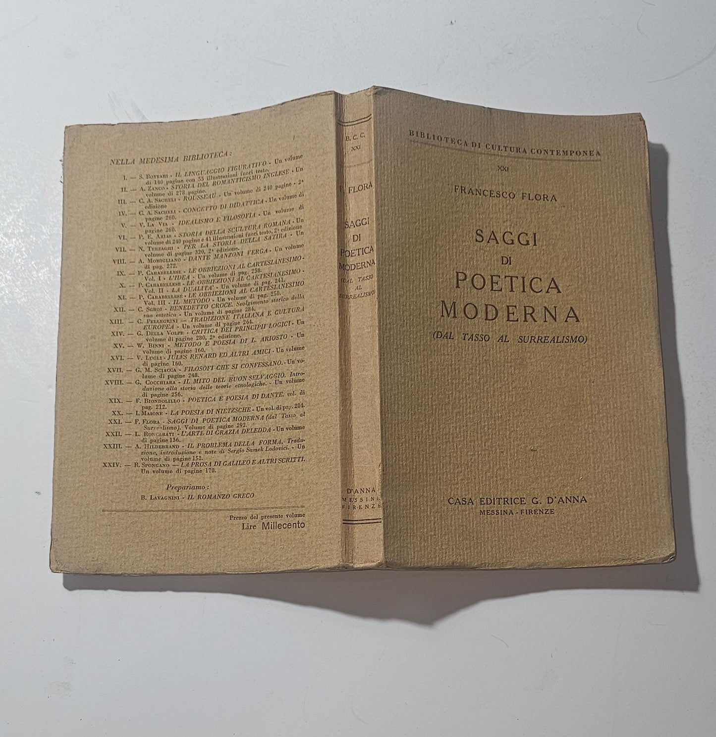 Copertina del libro Saggi Di Poetica Moderna di Francesco Flora io libro carmine