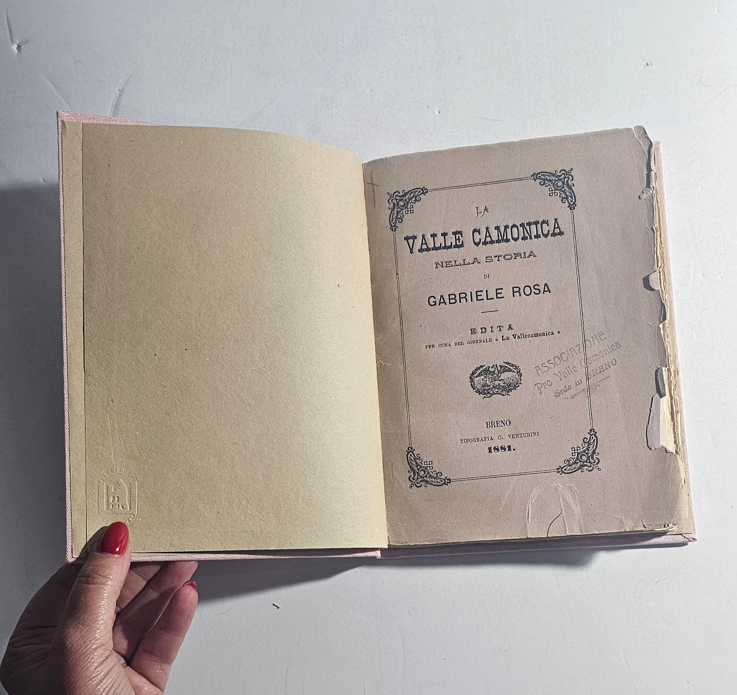 iolibrocarmine valle camonica nella storia 1881 frontespizio libro
