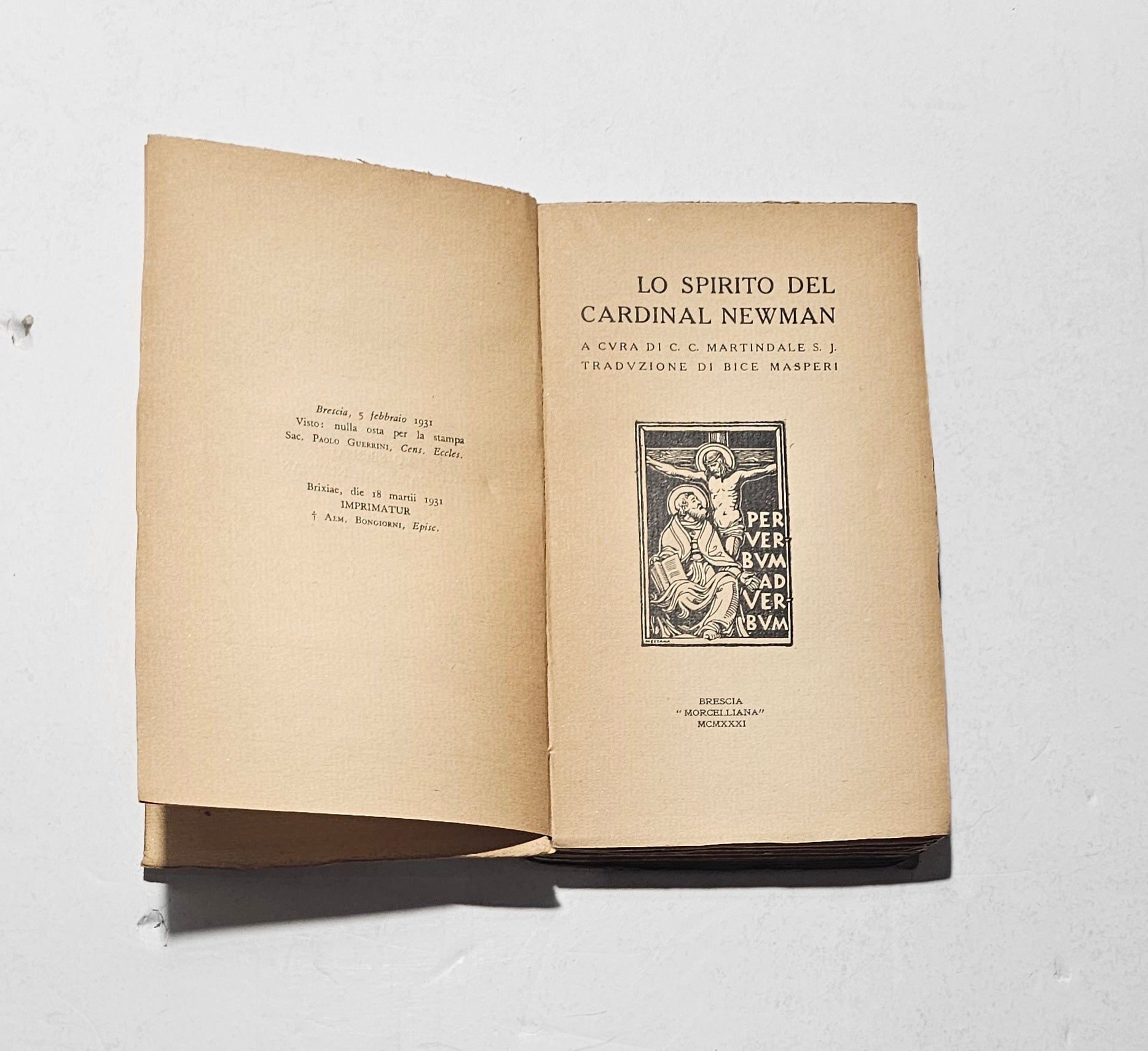 frontespizio libro newman brescia edizione antica
