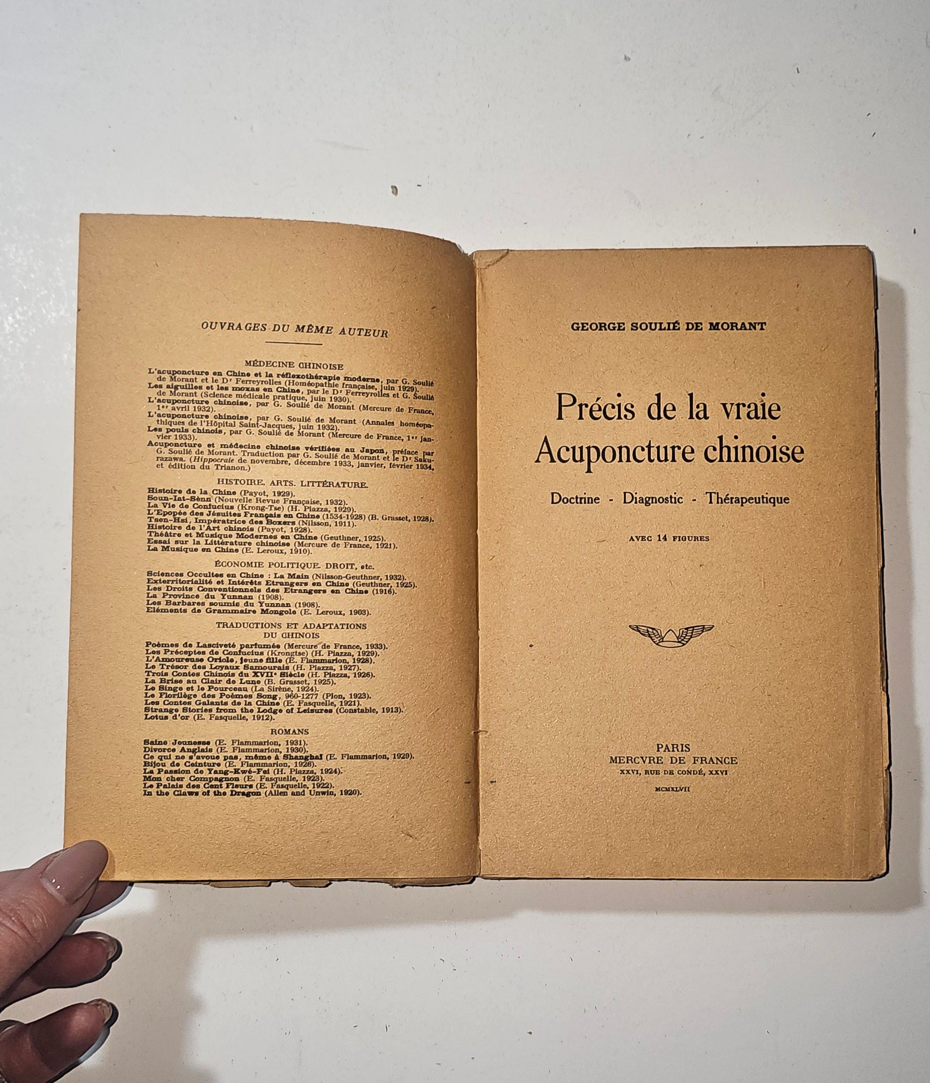 Frontespizio del volume di George Soulié de Morant del 1937 io libro carmine