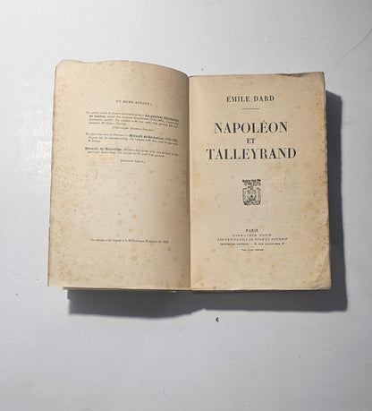 Volume storico francese Napoléon et Talleyrand con frontespizio originale iolibrocarmine