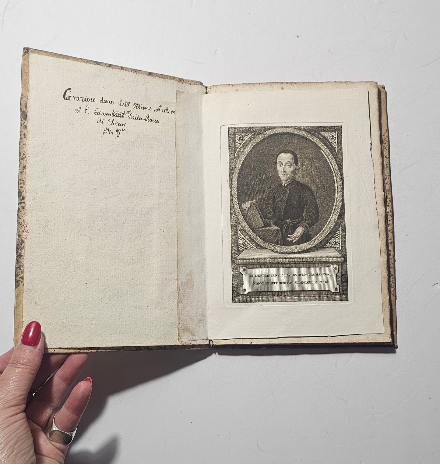 Ritratto inciso di Giambattista Rodella in libro antico del 1804 iolibrocarmine