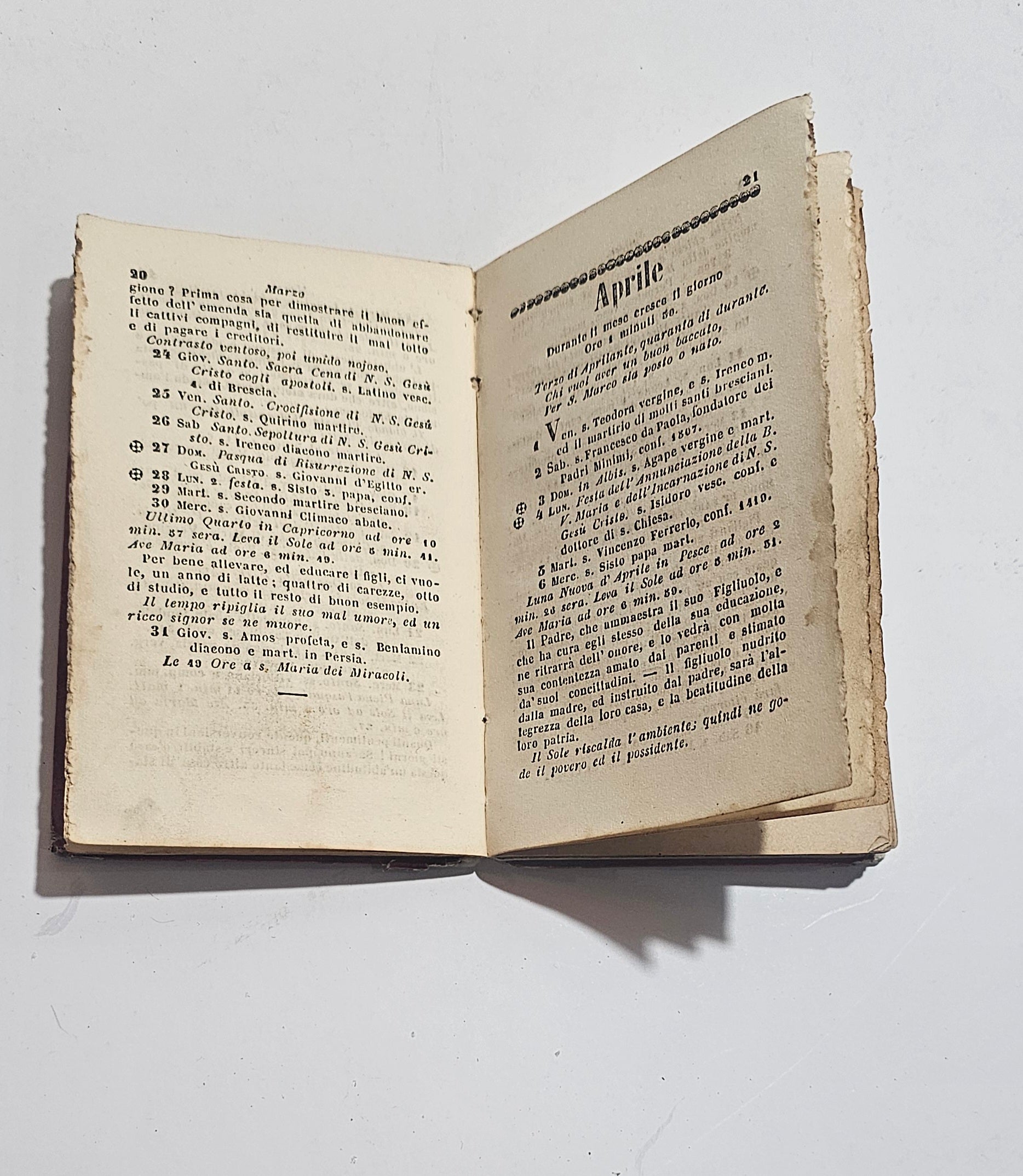 Pagine calendario astrologico antico 1864