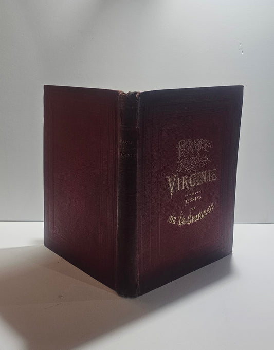 Libro antico Paul et Virginie copertina rossa dorata Lemerre