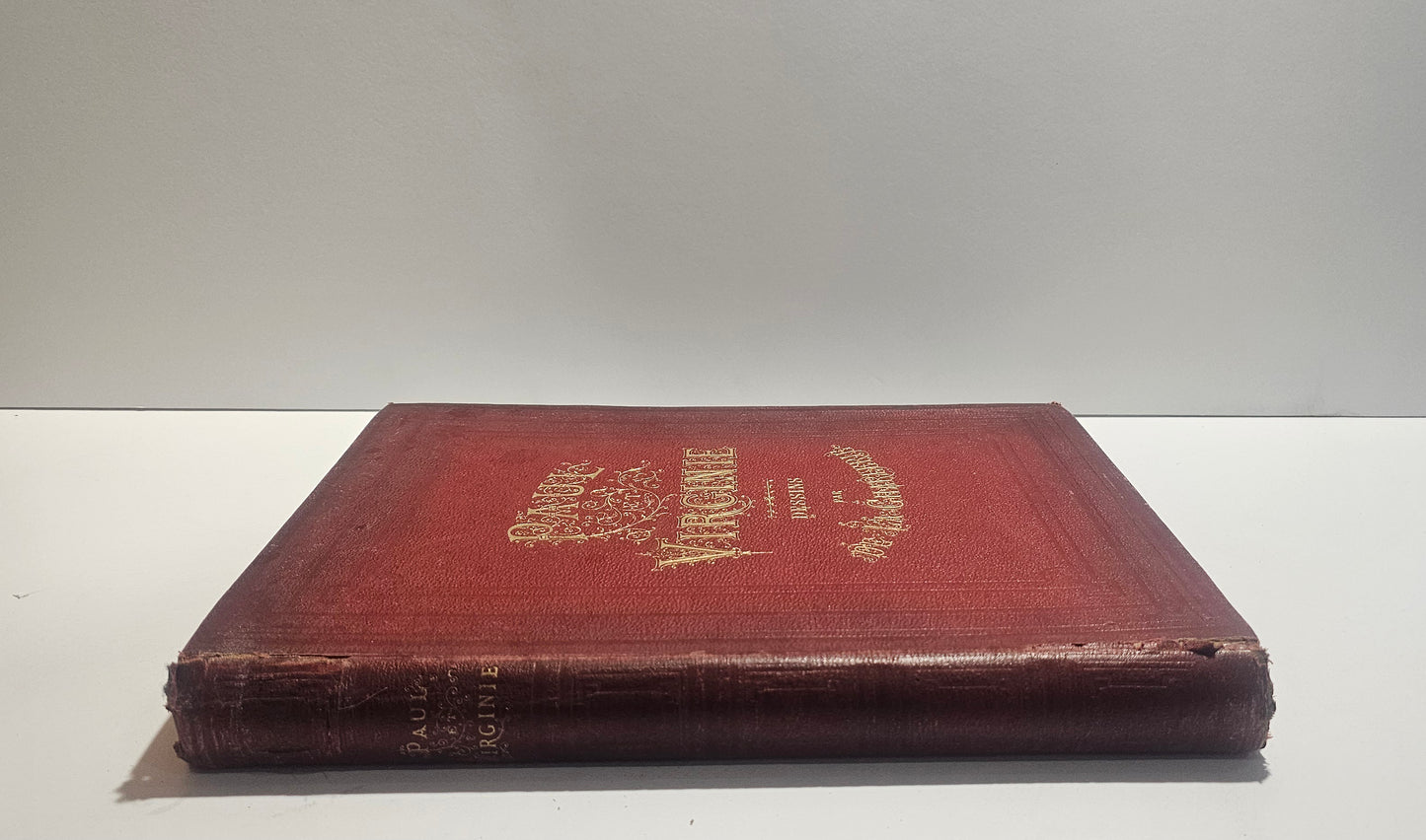Libro antico Paul et Virginie copertina rossa dorata dorso Lemerre