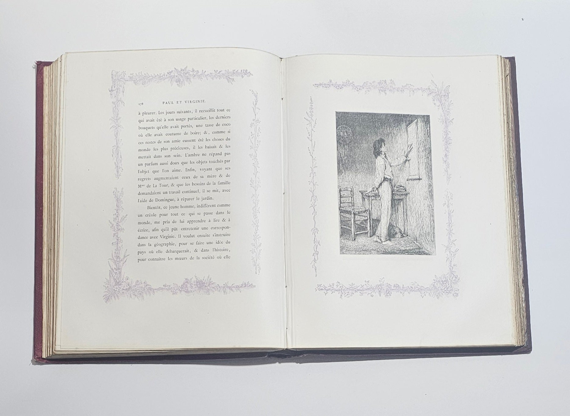Incisione Paul et Virginie libro illustrato antico