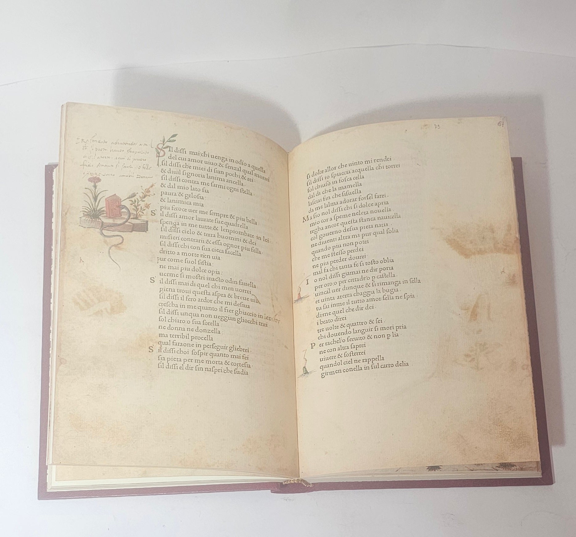 Riproduzione miniata del Canzoniere di Petrarca edizione anastatica dell'incunabolo Venezia 1470