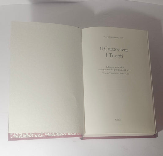 Frontespizio Il Canzoniere e I Trionfi di Francesco Petrarca edizione anastatica dell'incunabolo veneziano del 1470