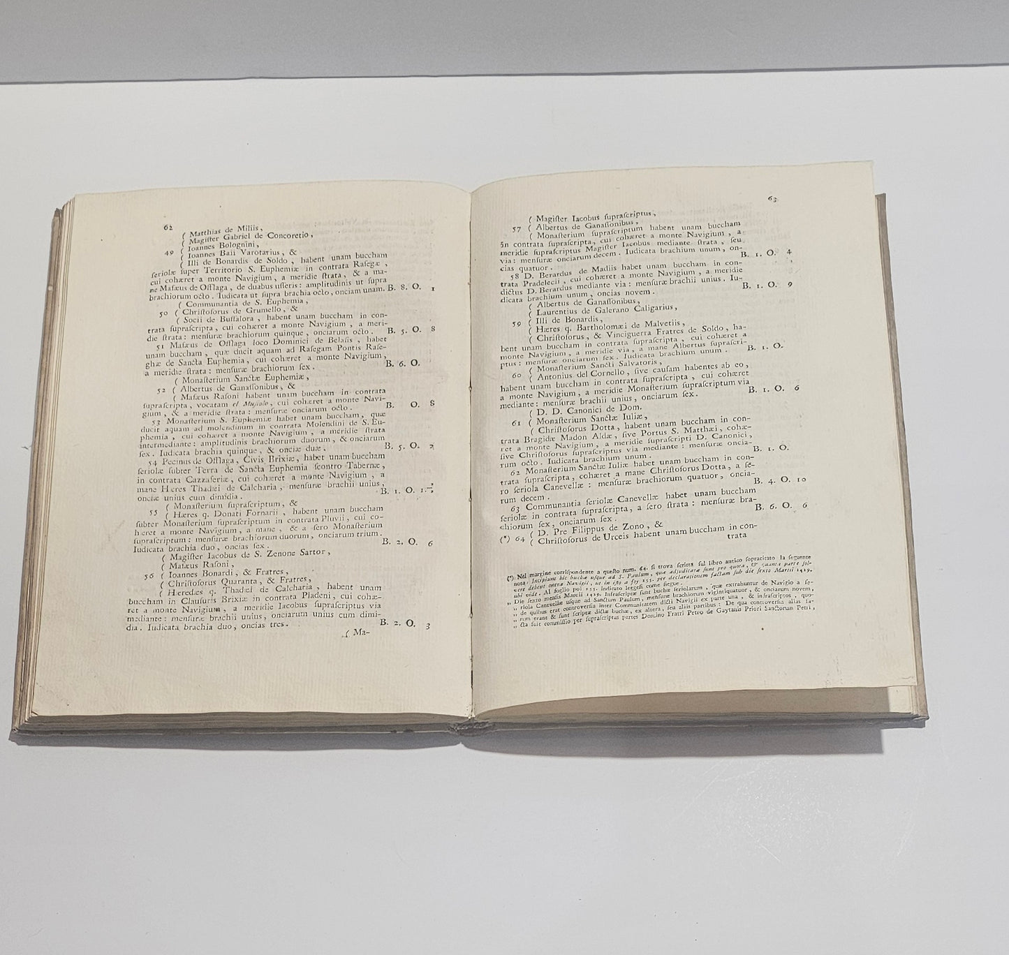 Pagine interne libro antico diritto Naviglio Brescia XVIII secolo