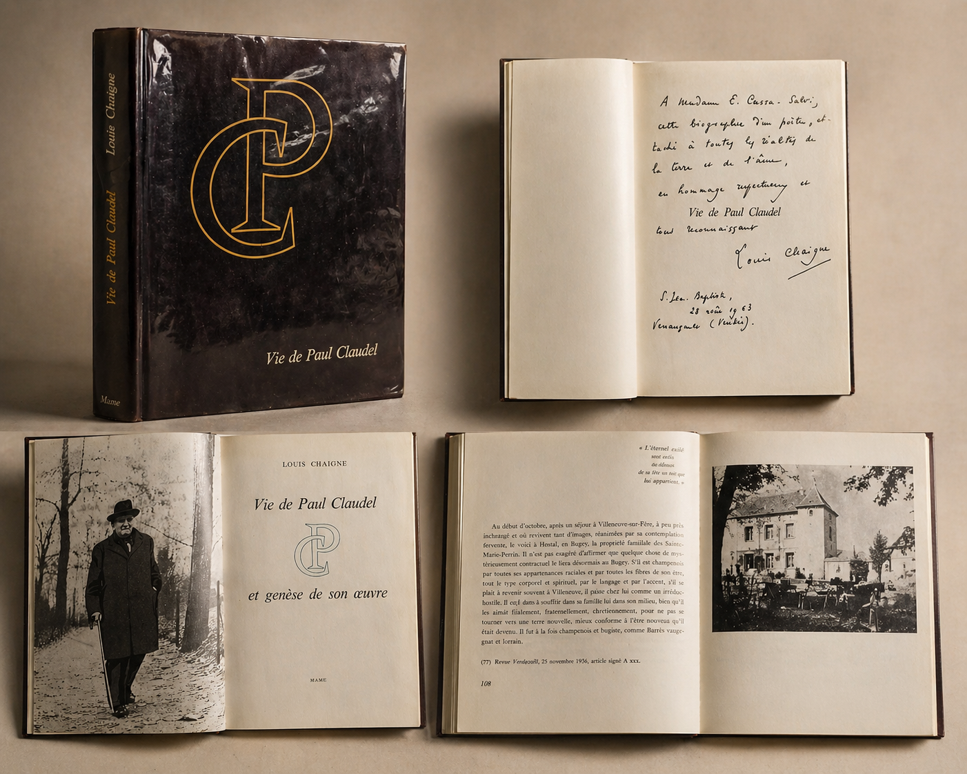 iolibrocarmine vie de paul claudel dedica autografa collage 
