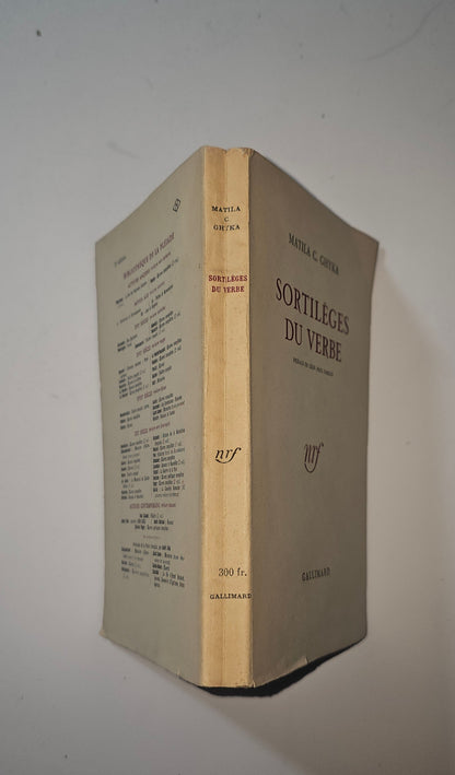 Copertina e dorso del libro Sortilèges du Verbe di Matila C Ghyka io libro carmine