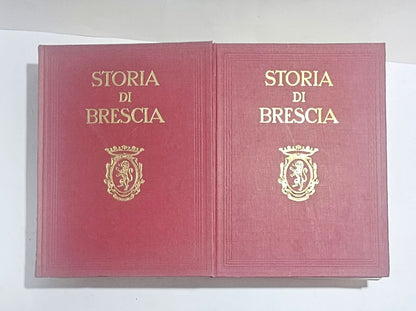 Storia di Brescia opera completa in 5 volumi rilegatura editoriale rossa due libri pelle e oro 