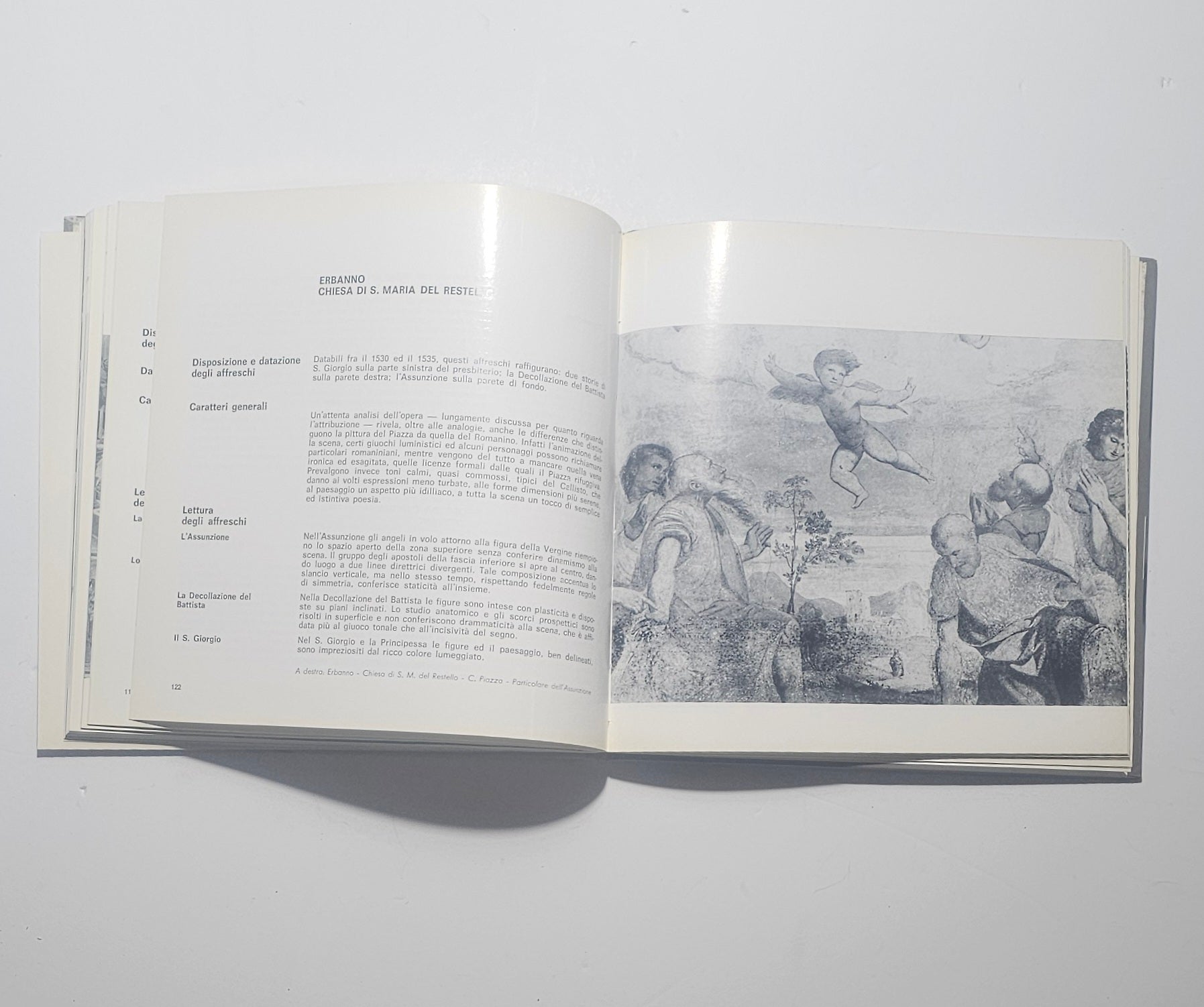 Pagina interna con affreschi della chiesa di Santa Maria del Restello a Erbanno io libro carmine