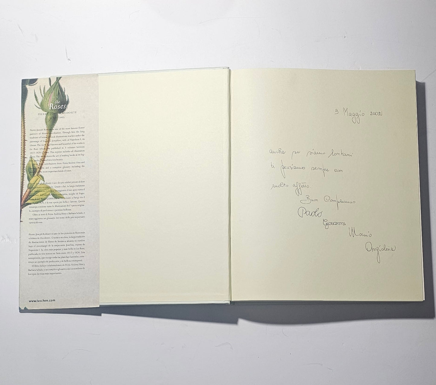 Dedica manoscritta interna The Roses Pierre Joseph Redoute iolibrocarmine
