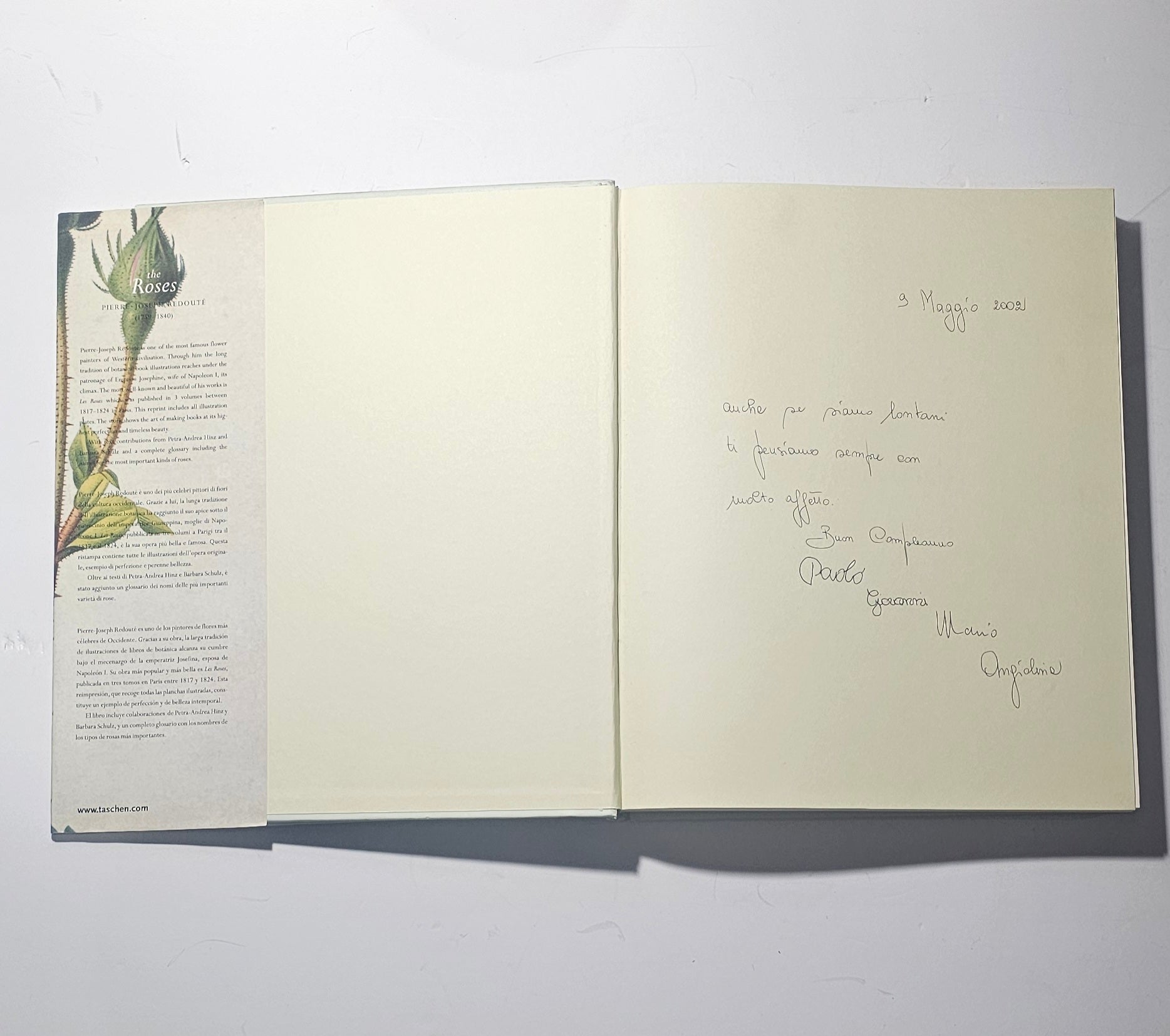 Dedica manoscritta interna The Roses Pierre Joseph Redoute iolibrocarmine