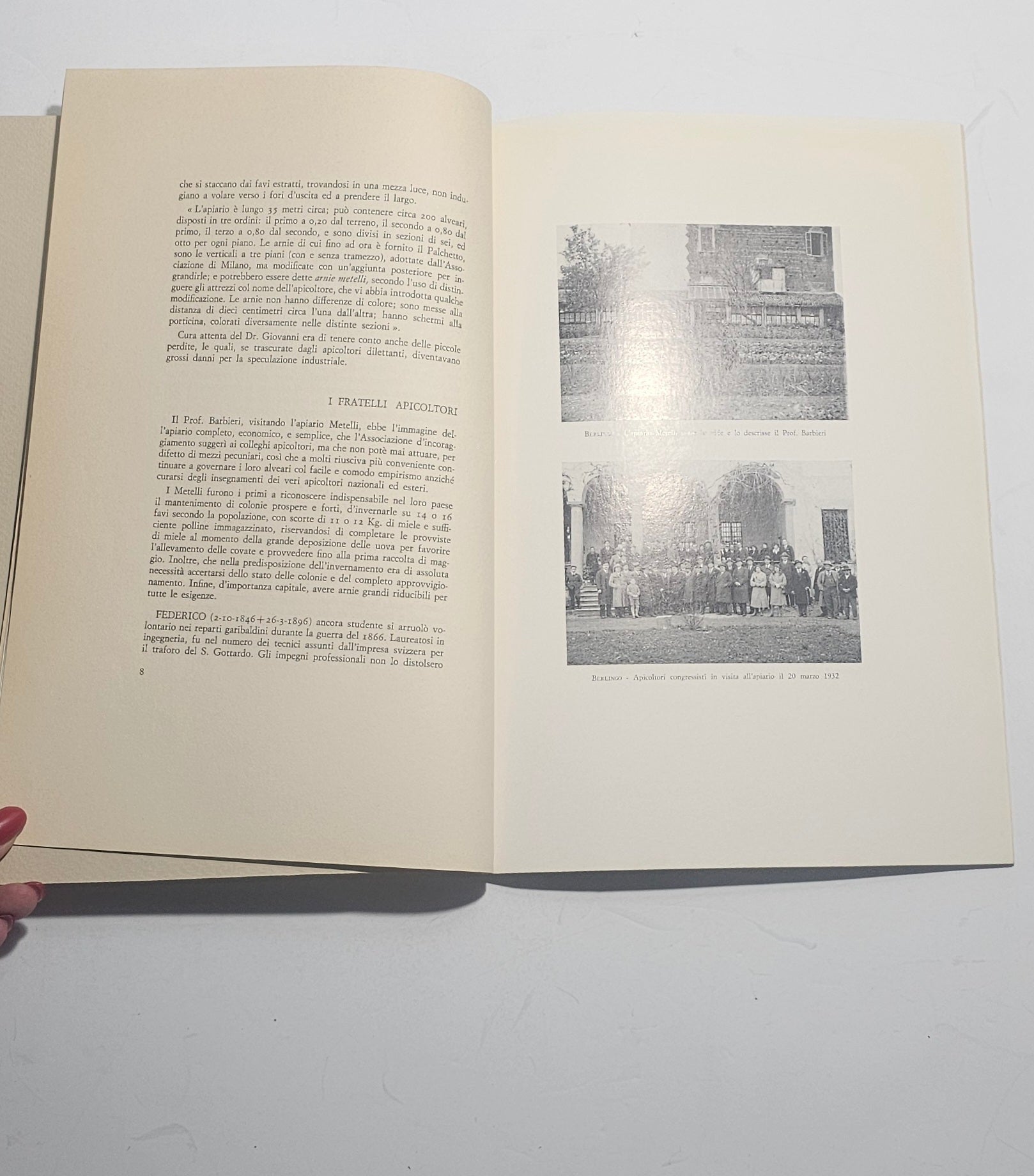 Pagine interne con fotografie storiche dedicate all’Apiario Metelli e agli apicoltori italiani