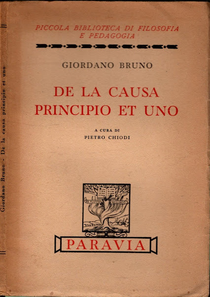 DE LA CAUSA PRINCIPIO ET UNO - GIORDANO BRUNO