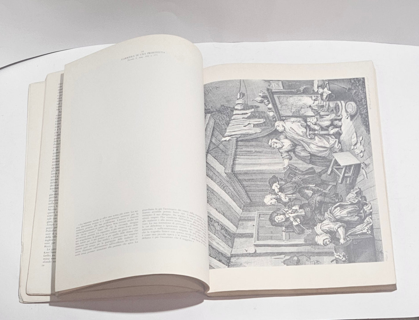 Incisione di William Hogarth scena satirica libro illustrato