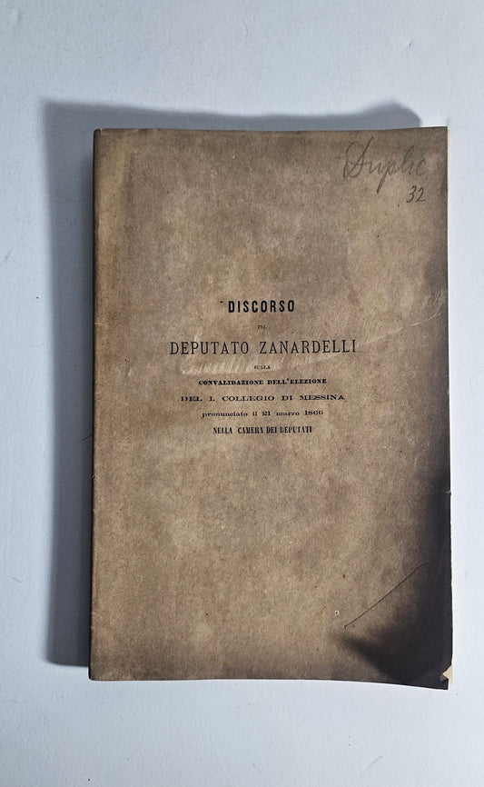 Discorso Zanardelli 1866 fascicolo originale io libro carmine
