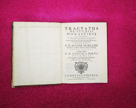 TRACTATUS DE STUDIIS MONASTICIS IN TRES PARTS 1745 - IOLIBROCARMINE